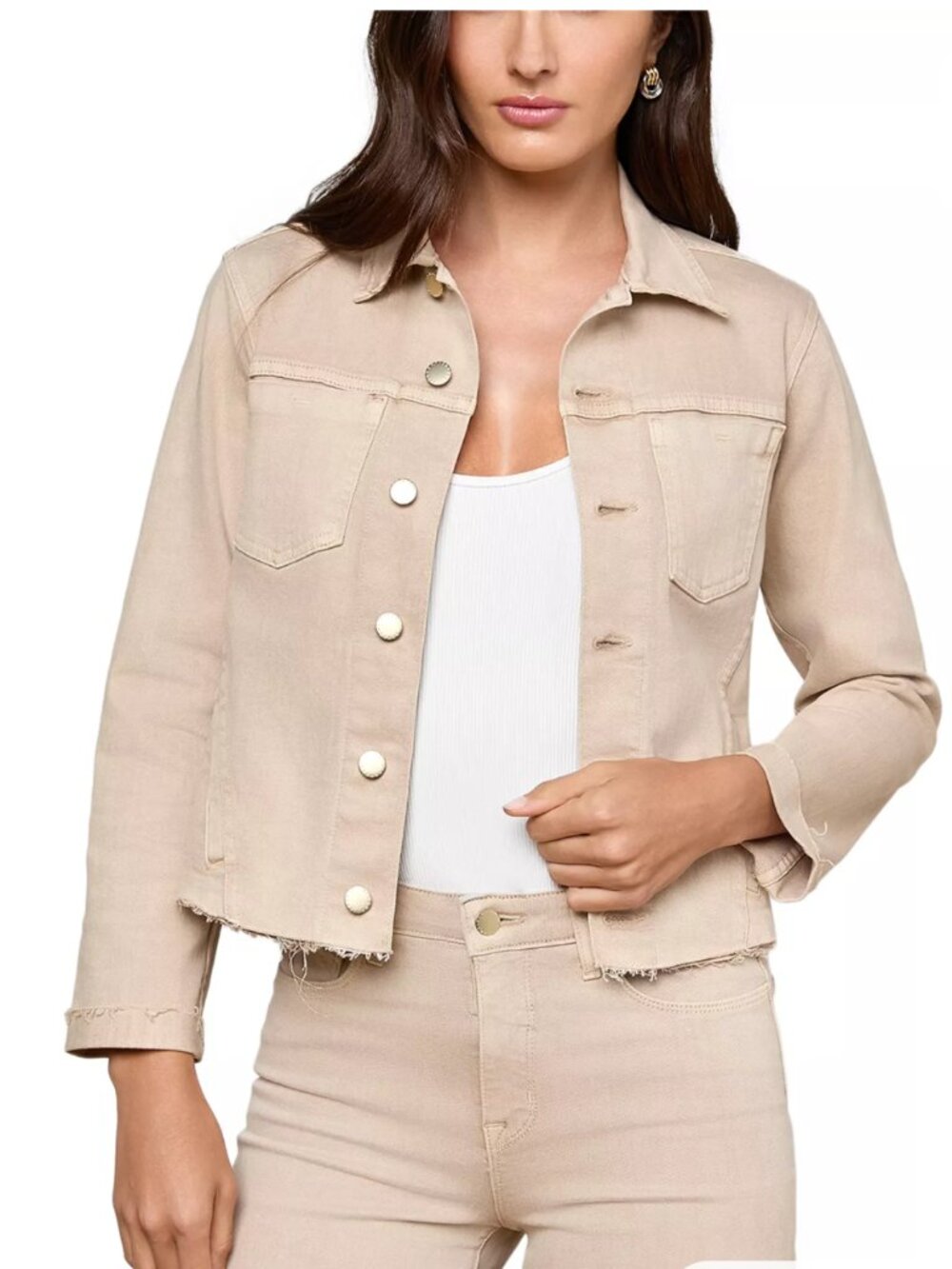 L'AGENCE Janelle Slim-Fit Raw Denim Jacket, Small